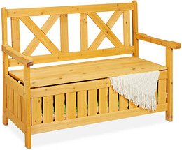 relaxdays Gartenbank 10038653_0 hellbraun Holz 115,0 cm