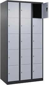 CP Schließfachschrank Classic Plus schwarzgrau, weißaluminium 080000-305 S10036, 15 Schließfächer 90,0 x 50,0 x 185,0 cm