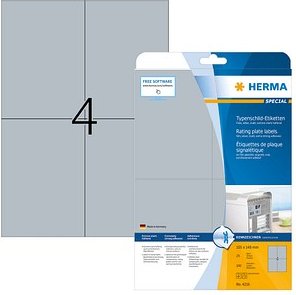 Thumbnail - 100 HERMA Typenschild-Etiketten 4216 silber 148,0 x 105,0 mm