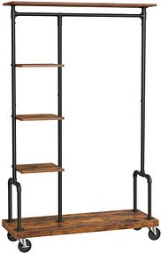 VASAGLE Rollgarderobe braun Holz 103,5 x 174,5 cm