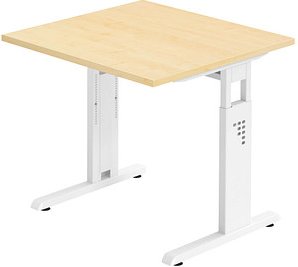 HAMMERBACHER OS 08 höhenverstellbarer Schreibtisch ahorn quadratisch, C-Fuß-Gestell weiß 80,0 x 80,0 cm