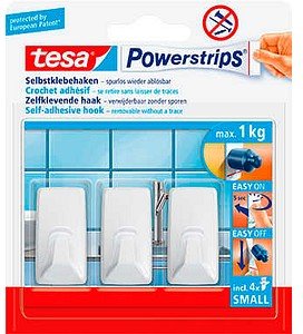 tesa Eckig Small Klebehaken für max. 1,0 kg, 1,4 x 3,4 cm, 3 St.