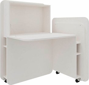 fm FLATup Sekretär diamantweiß/ diamantweiß rechteckig, weiß 107,0 x 41,5 - 91,0 cm