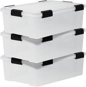 3 IRIS Ohyama Water Proof Aufbewahrungsboxen 3x 30,0 l transparent, schwarz 29,0 x 39,0 x 19,1 cm