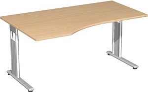 geramöbel Flex Schreibtisch buche L-Form, C-Fuß-Gestell silber 180,0 x 100,0 cm