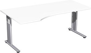 geramöbel Flex Schreibtisch weiß L-Form, C-Fuß-Gestell silber 180,0 x 100,0 cm