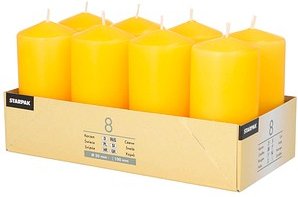 8 STARPAK Stumpenkerzen goldgelb