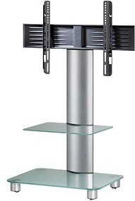 VCM my media TV-Ständer mit Rollen Tosal mit Zwischenboden silber, mattglas