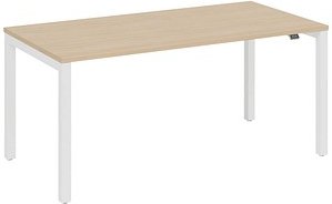 fm Catro Schreibtisch ahorn, verkehrsweiß rechteckig, 4-Fuß-Gestell weiß 160,0 x 80,0 cm