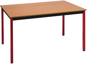 Thumbnail - SODEMATUB Mehrzwecktisch buche, rot rechteckig, Vierkantrohr rot, 160,0 x 80,0 x 74,0 cm
