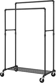 SONGMICS Rollgarderobe HSR60BV1 schwarz Metall 100,0 x 142,0/162,0 cm