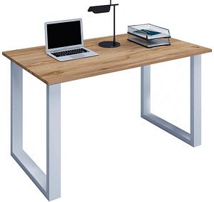 Thumbnail - VCM my office Lona Schreibtisch honig-eiche rechteckig, U-Fuß-Gestell silber 110,0 x 50,0 cm