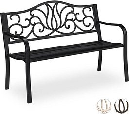Thumbnail - relaxdays Gartenbank 10030988_46 schwarz Metall 127,5 cm