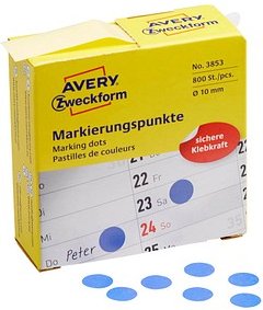 Thumbnail - AVERY Zweckform Klebepunkte 3853 blau Ø 10,0 mm, 800 St.