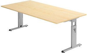 HAMMERBACHER OS 2E höhenverstellbarer Schreibtisch ahorn rechteckig, C-Fuß-Gestell silber 200,0 x 100,0 cm
