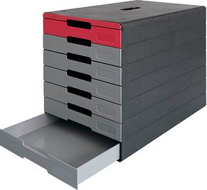 Thumbnail - DURABLE Schubladenbox IDEALBOX PLUS grau/rot 776303, DIN A4 mit 7 Schubladen
