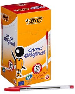 BIC Kugelschreiber Cristal transparent, Schreibfarbe: rot, 50 St.