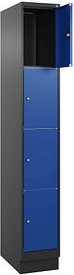 CP Schließfachschrank Classic PLUS enzianblau, schwarzgrau 080020-104 S10030, 4 Schließfächer 30,0 x 50,0 x 185,0 cm