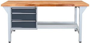 ADB Werkbank lichtgrau, anthrazitgrau 3 Schubladen 150,0 x 75,0 x 85,0 cm