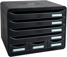 Exacompta Schubladenbox STORE-BOX schwarz 307714D, DIN A4 quer mit 7 Schubladen, 1 St.