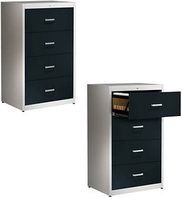Thumbnail - mauser client entry Hängeregistraturschrank alu, anthrazitgrau 4 Schubladen 80,0 x 60,0 x 135,0 cm