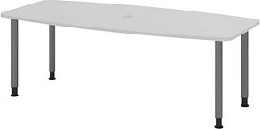 HAMMERBACHER Konferenztisch KT22C lichtgrau Tonnenform, Rundrohr grau, 220,0 x 83,0/103,0 x 72,0 - 74,0 cm