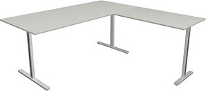 Kerkmann Form 1 Schreibtisch lichtgrau rechteckig, T-Fuß-Gestell silber 180,0 x 80,0 cm