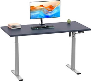 Thumbnail - VCM my office Lona elektrisch höhenverstellbarer Schreibtisch anthrazit rechteckig, T-Fuß-Gestell silber 140,0 x 50,0 cm