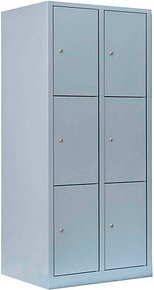 LÜLLMANN Schließfachschrank lichtgrau 523320, 6 Schließfächer 80,0 x 50,0 x 180,0 cm