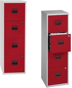 BISLEY Home PFA 4 Hängeregistraturschrank lichtgrau, kardinalrot 4 Schubladen 41,3 x 40,0 x 132,1 cm, 1 St.
