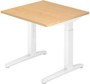 HAMMERBACHER XB08 höhenverstellbarer Schreibtisch ahorn quadratisch, C-Fuß-Gestell weiß 80,0 x 80,0 cm