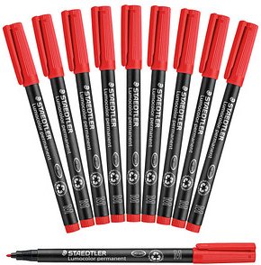 10 STAEDTLER Lumocolor Folienstifte rot 1,0 mm permanent
