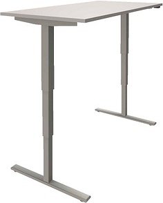 fm Sidney elektrisch höhenverstellbarer Schreibtisch lichtgrau rechteckig, T-Fuß-Gestell silber 160,0 x 80,0 cm