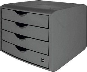 helit Schubladenbox the green chameleon grau H6429582, DIN A4 mit 4 Schubladen