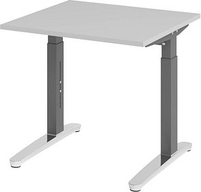 HAMMERBACHER VXB08 höhenverstellbarer Schreibtisch lichtgrau quadratisch, C-Fuß-Gestell grau 80,0 x 80,0 cm