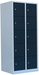 LÜLLMANN Schließfachschrank anthrazit, lichtgrau 523528, 10 Schließfächer 80,0 x 50,0 x 180,0 cm