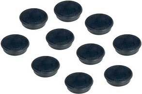Thumbnail - FRANKEN Haftmagnet Magnete schwarz, Kunststoff Ø 1,27 cm, 10 St.