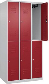 CP Spind Classic Plus lichtgrau, rubinrot 080300-30 S10056, 6 Schließfächer 90,0 x 50,0 x 185,0 cm