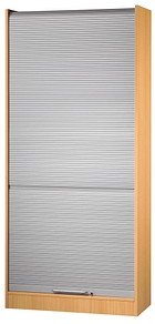 HAMMERBACHER Prokura Rollladenschrank buche, silber 4 Fachböden 90,0 x 40,0 x 200,4 cm