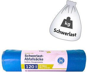 TRILine® Schwerlastsäcke Öko 120,0 l blau 75,0 µm, 15 St.