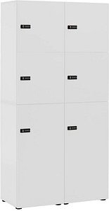 MÖBELPARTNER Spind Locked weiß 702027, 6 Schließfächer 90,8 x 40,7 x 185,2 cm