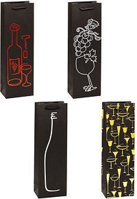 Thumbnail - 12 TSI Geschenktüten für Flaschen PREMIUM Wein Motiv sortiert 12,0 x 38,0 cm