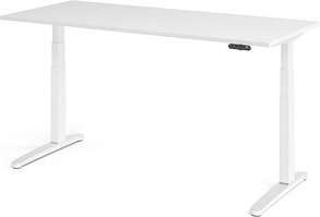 HAMMERBACHER XBHM19 elektrisch höhenverstellbarer Schreibtisch weiß rechteckig, C-Fuß-Gestell weiß 180,0 x 80,0 cm