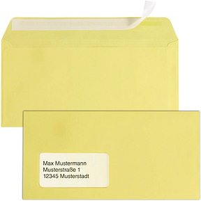 tecno Briefumschläge colors DIN lang+ mit Fenster gelb haftklebend 25 St.