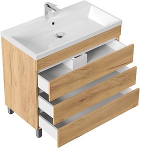 Thumbnail - POSSEIK Waschbecken mit Unterschrank FELLINI 90 eiche gold 90,0 x 48,0 x 83,5 cm