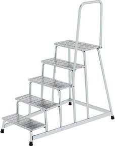 MUNK Montagetritt mit Handlauf 50045 silber 5 Stufen, H: 100,0 cm
