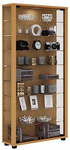 VCM my home Lumo Maxi Vitrine buche 8 Fachböden mit Beleuchtung