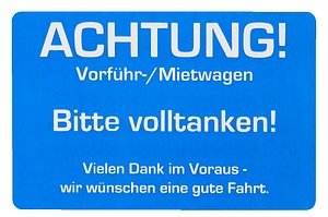 EICHNER Aufkleber Achtung! Bitte volltanken!, blau/weiß, 250 St.