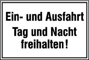 SafetyMarking® Hinweisschild "Ein- und Ausfahrt Tag und Nacht freihalten" rechteck 25,0 x 15,0 cm