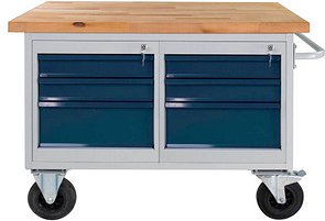 ADB Werkbank lichtgrau, anthrazitgrau 6 Schubladen 130,0 x 60,0 x 82,7 cm